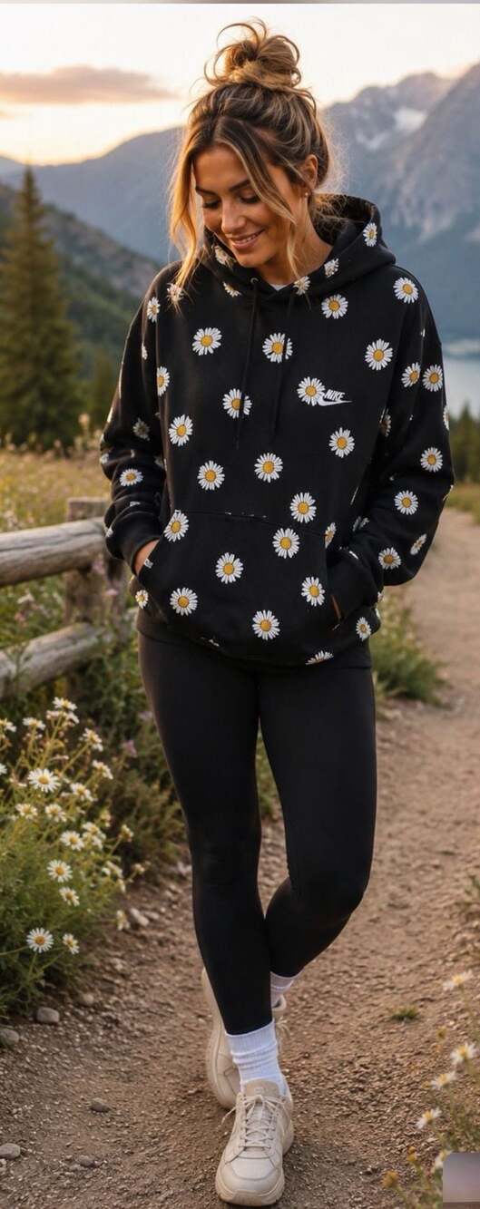 244 Nike Sportswear Sport Essentials+ Daisy Print Pullover Hoodie Size 2XL